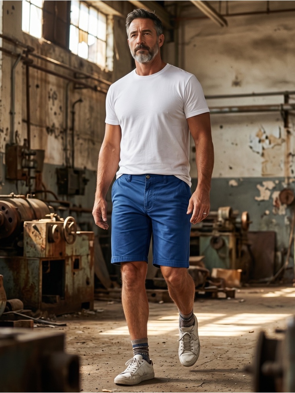 St. John’s Bay Men’s Blue Chino Shorts Size 50 Big Tall Flat Front Casual Summer